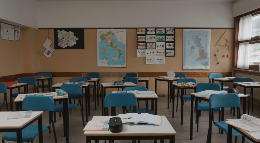 An empty classroom, ready for a new day of learning