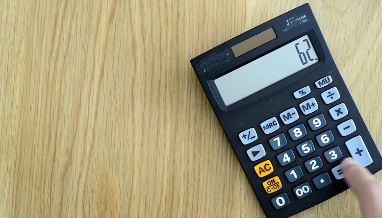 Close up view of a calculator