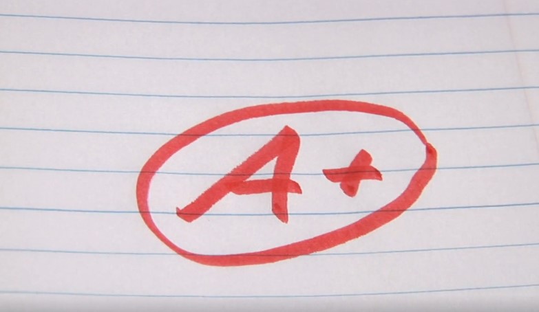 A clear, bold "A+" grade, signifying excellent work