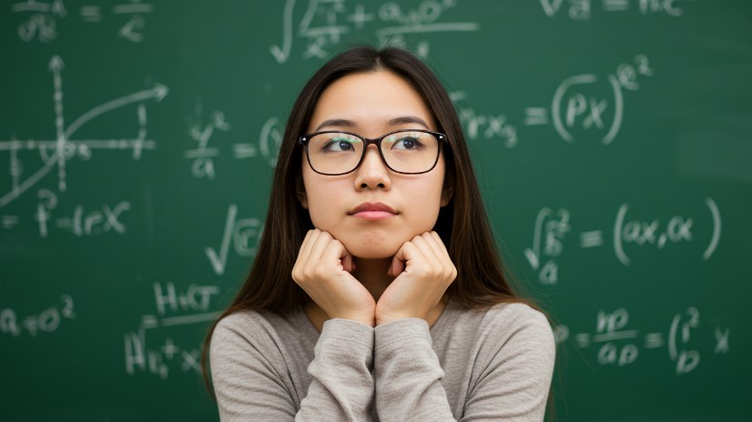 A student engrossed in complex mathematical equations