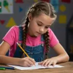 A child's focused attention on their schoolwork