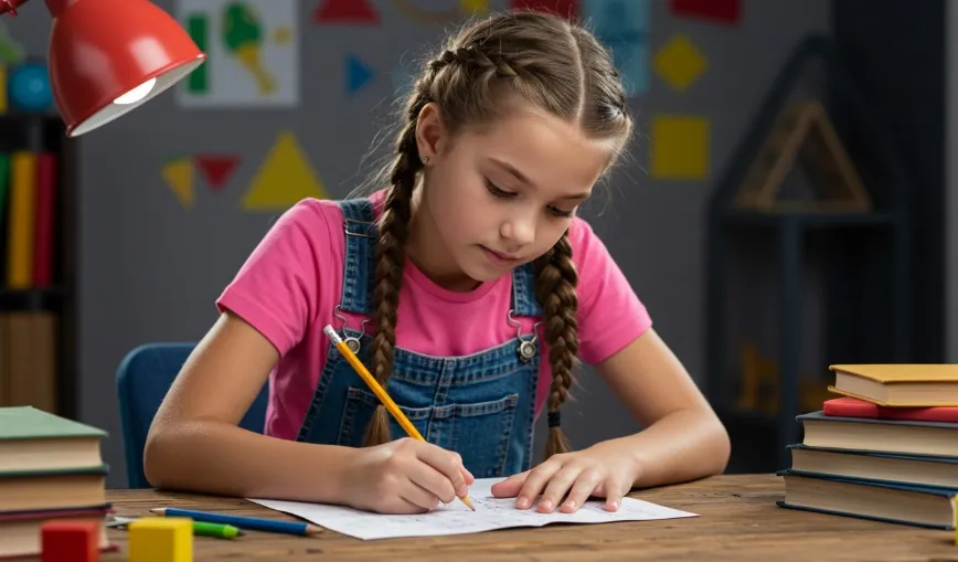 A child's focused attention on their schoolwork