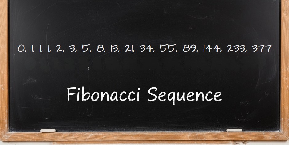 Fibonacci sequence written on a school blackboard