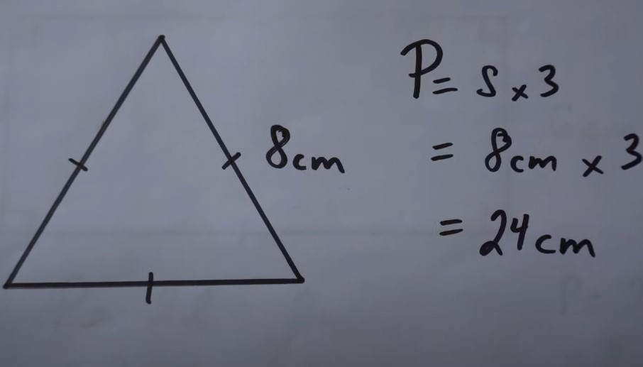 A visual demonstration of the perimeter formula for an equilateral triangle
