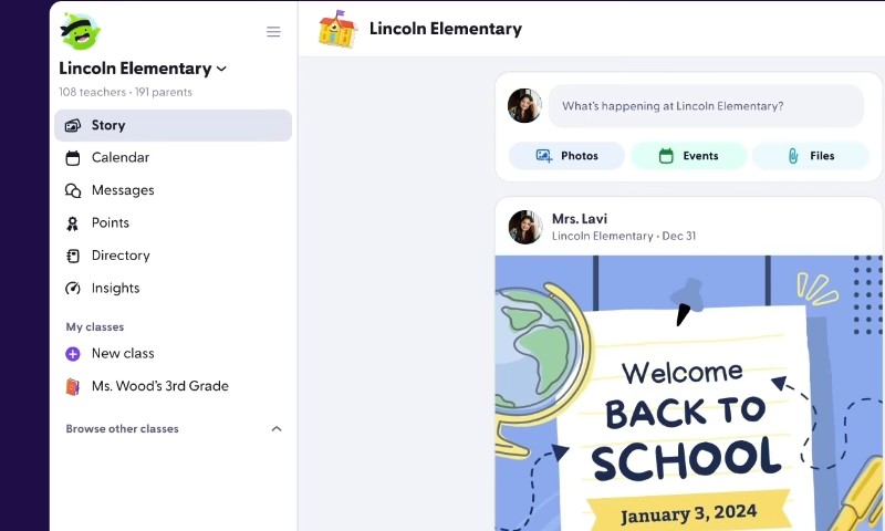 A screen displays ClassDojo learning app