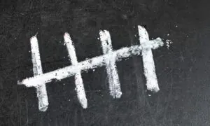 Tally marks on a blackboard